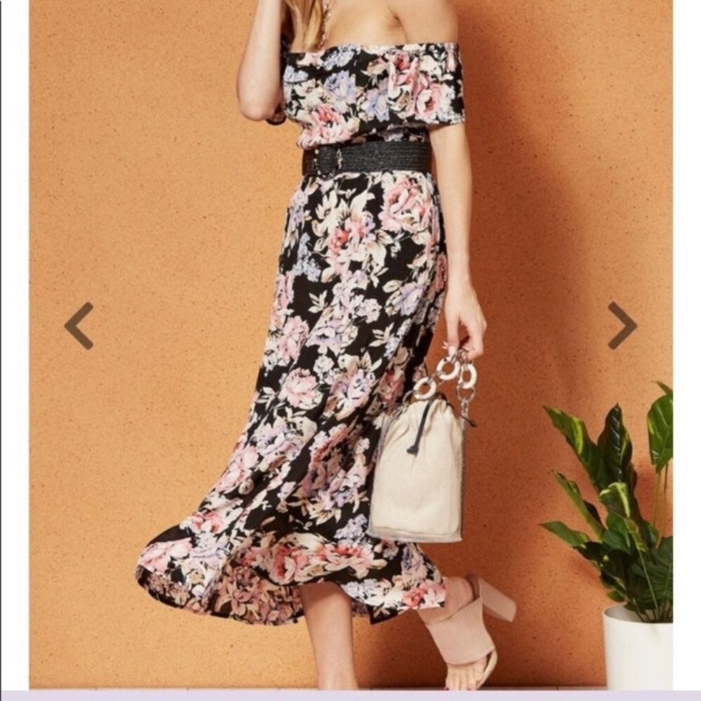 Band of Gypsies Santiago Dark Floral Midi Dress Pinup Cottage XS